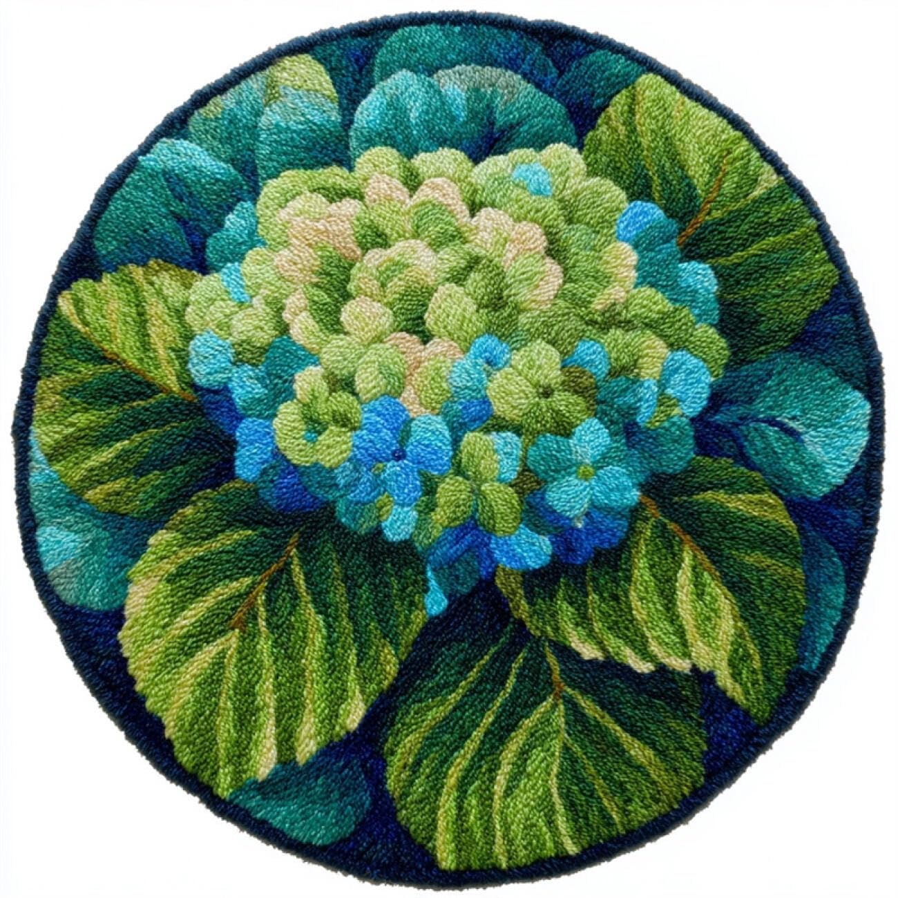 Kitquiver Latch Hook Carpet Kits Fantasy Hydrangea 60x60cm