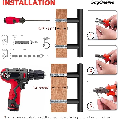 Miniatura 6 de SAYONEYES Paquete de 10 manijas de gabinete color negro mate de 3 pulgadas de agujero a agujero, herrajes rústicos de acero inoxidable para