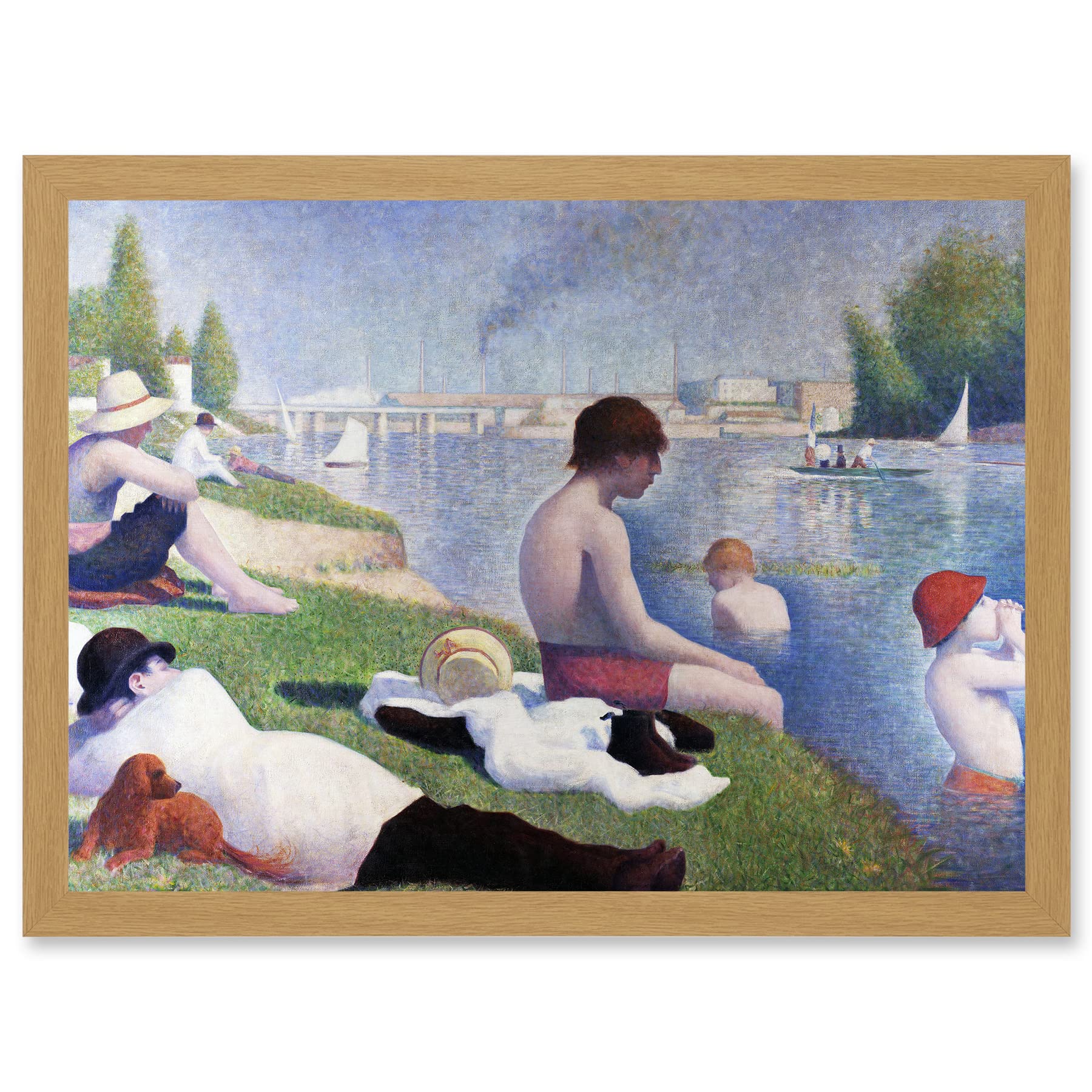 Artery8 Georges Seurat Bathers At Asnieres Painting Artwork Framed Wall Art Print A4