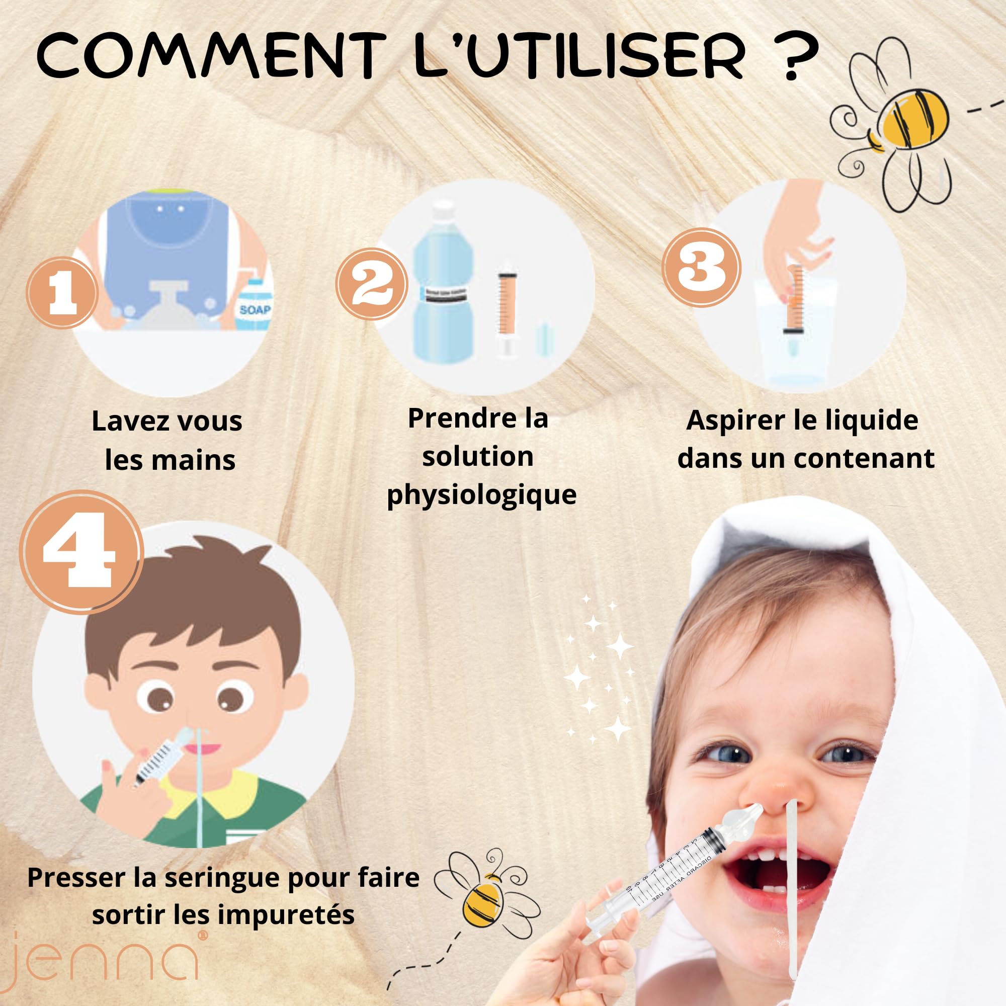 Jenna® |10 Embouts Seringue Nasale Bébé Réutilisables Embout Mouche Bébé Souple Silicone Hypoallergénique Compatible Sérum Physiologique Nettoyage Facile Hygiène Nez Bébé & Nouveau-Né Brosse Incluse
