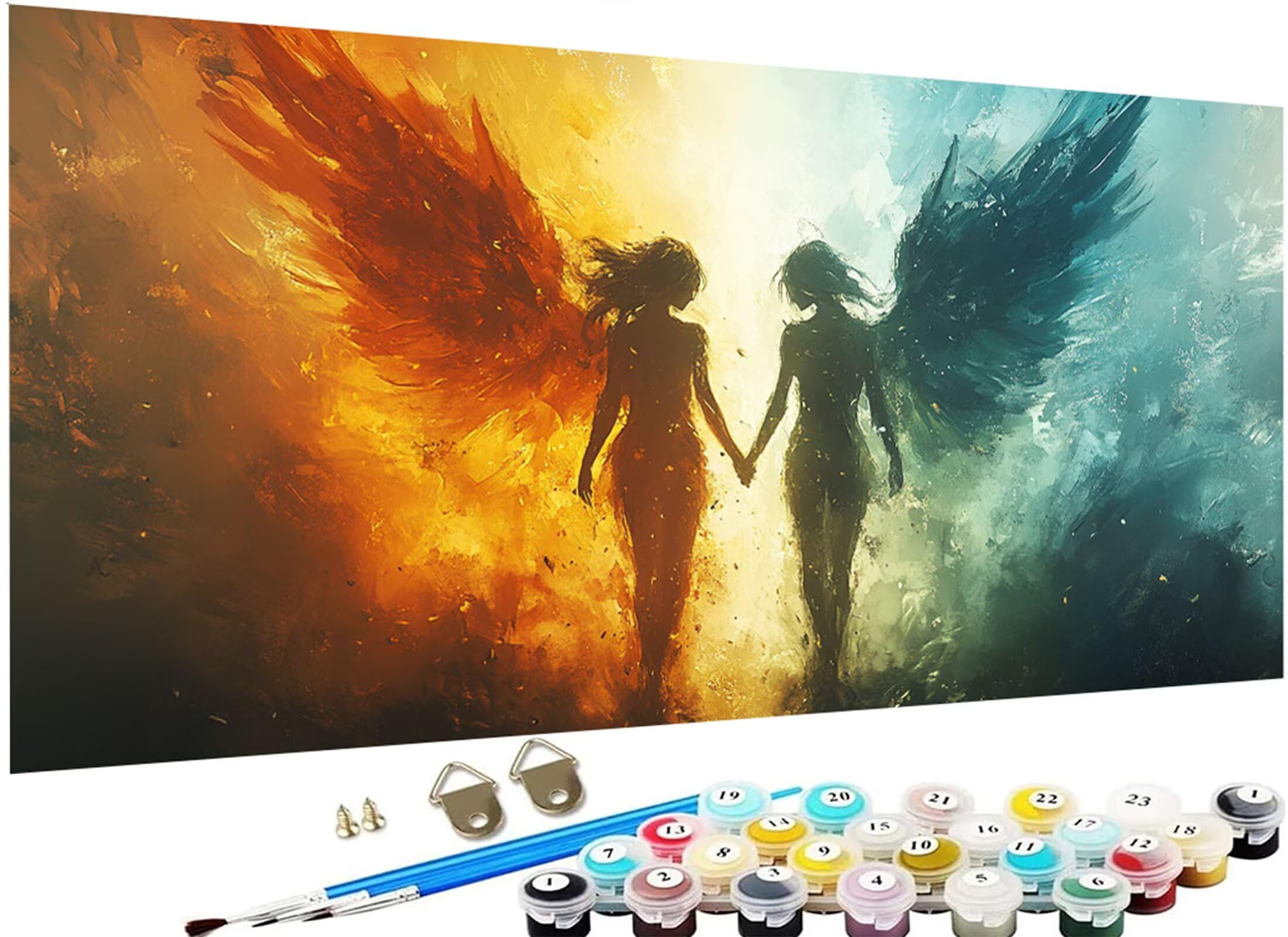 kobieta Malowanie według numerów dla dorosłych, DIY Malowanie po numerach Dorosłych, skrzydło Paint By Numbers Adult Obraz olejny na płótnie z pędzlami Pigment Akryl, Dekoracja ścienna do domu 60 x