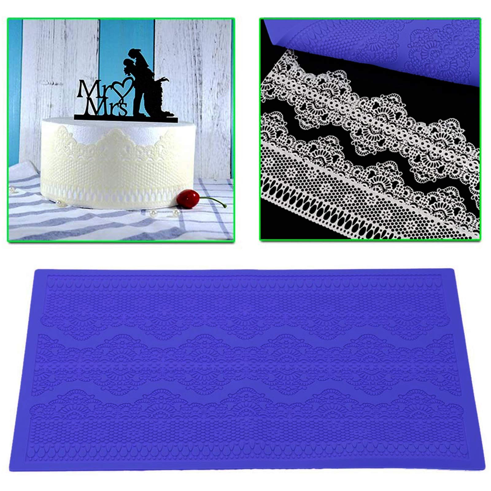 Goffratura Pizzo Fondente Stampo Decorazione Attrezzo Torta Stampo Tappetino Cioccolato per 2 Pezzi Modello Multi Cerchio Stampaggio Ornamento Tappetino Attrezzo da Pavimento