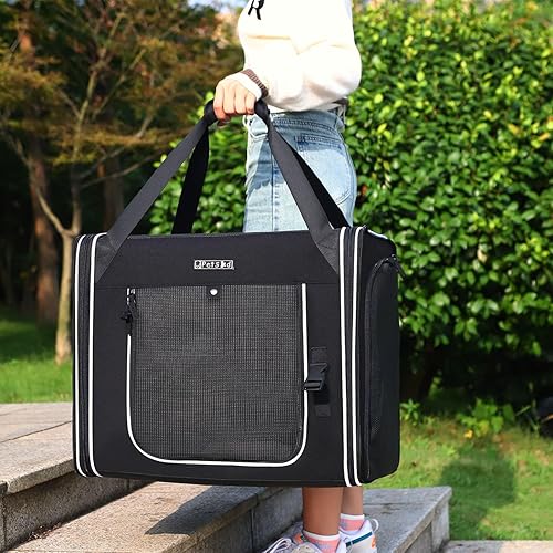 Miniatura 8 de Petskd Portador portátil doble para mascotas 2 en 1, jaula de viaje para gatos de 36 x 17 x 17 pulgadas, doble grande con caja de arena, jaula de
