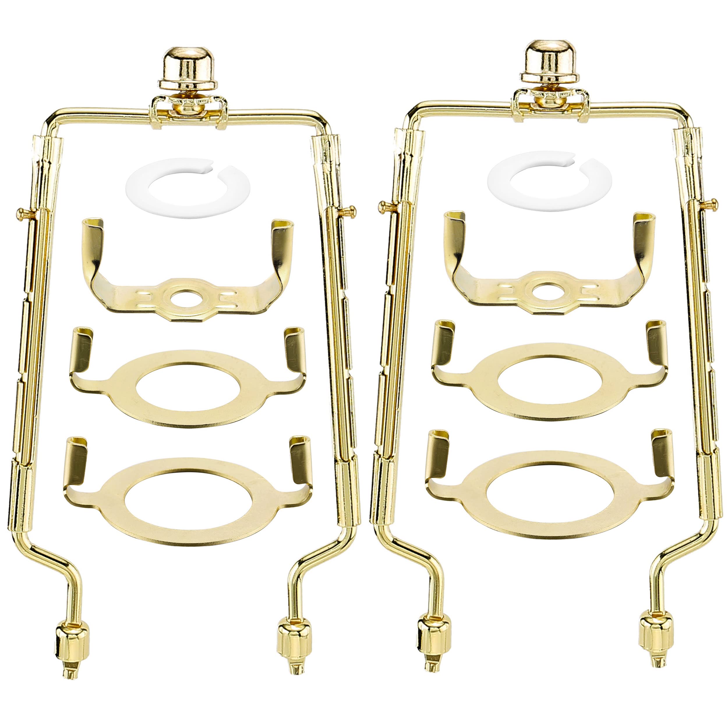 2 paquetes de 7, 8, 9, 10 pulgadas, soporte de arpa, arpas y terminales ajustables, se adapta tanto a barra de lámpara estándar como a base de luz E26 E27 UNO Fitter adaptador convertidor