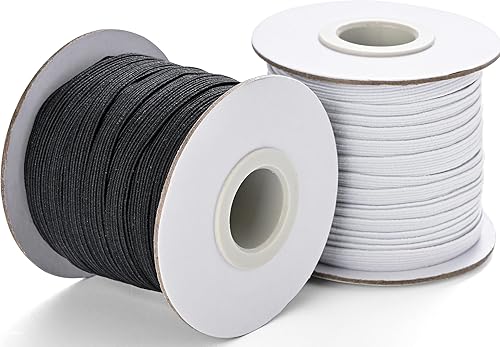 XKDOUS Banda elástica para costura, 14 de pulgada, 30 yardas, 2 rollos de bandas elásticas de punto de alta elasticidad para coser cintura y