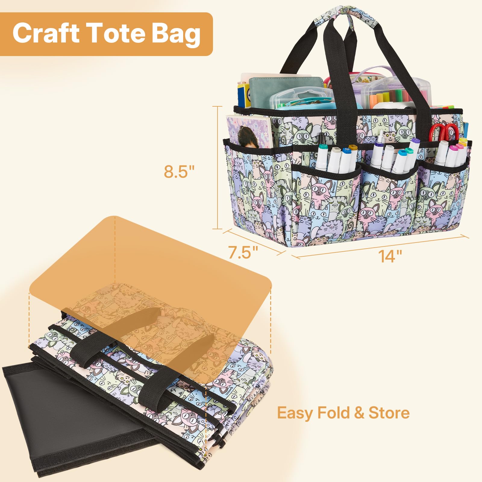 Craft Organizer Tote Bag, Art Caddy Organizer with Handles,Multi-Functional Craft Caddy,Travel Art Box - 5