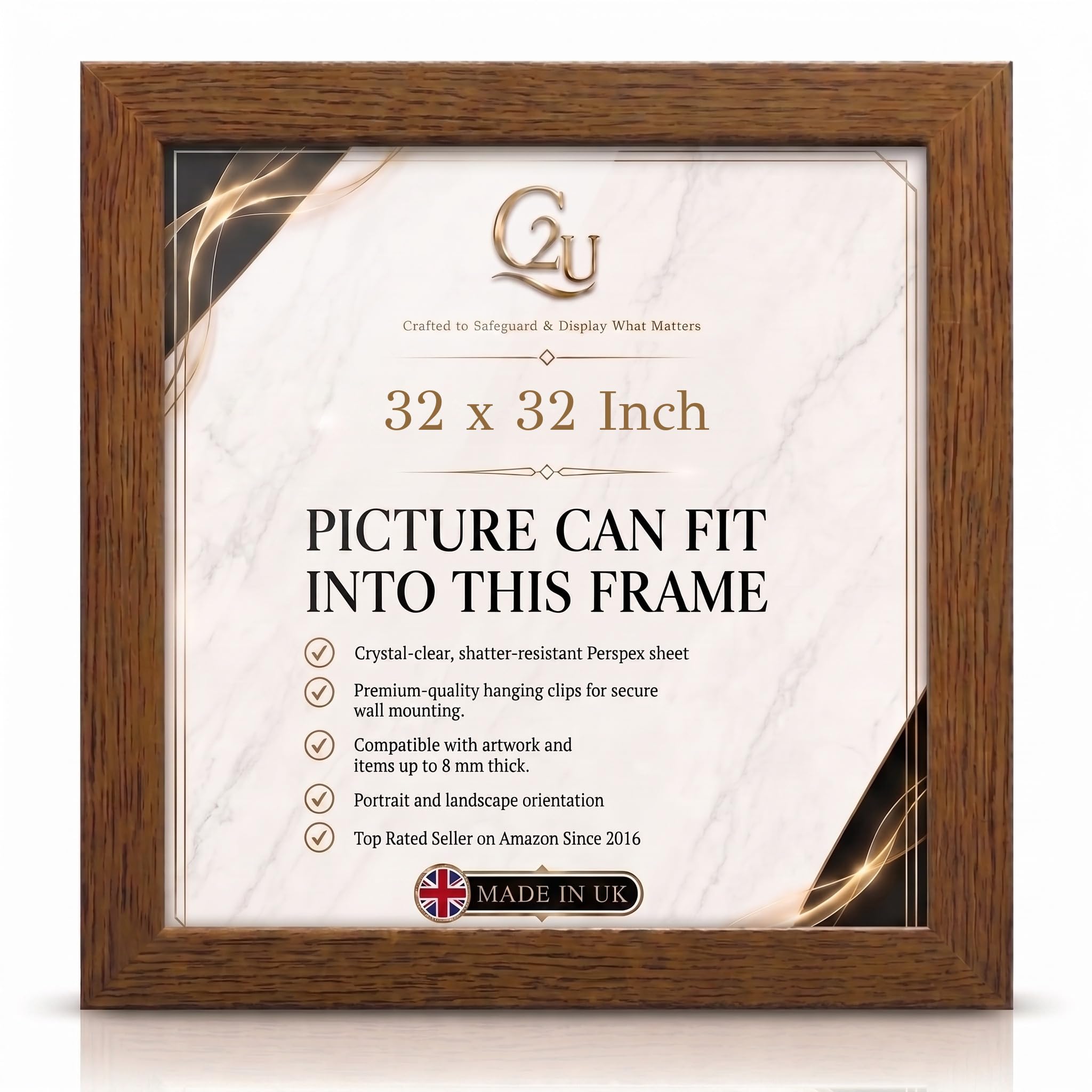 32 x 32 Inch (81.3 x 81.3 cm) Picture Frame | Engineered Wood Photo Poster Frame for Jigsaw Puzzles, Certificates & Artwork| Wall Mount | Portrait or Landscape. — image 1