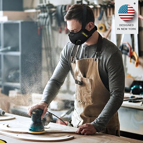 Miniatura 8 de FIGHTECH Máscara facial antipolvo con filtros de carbono extra activos y válvulas de aire, para carpintería, mudanza, construcción
