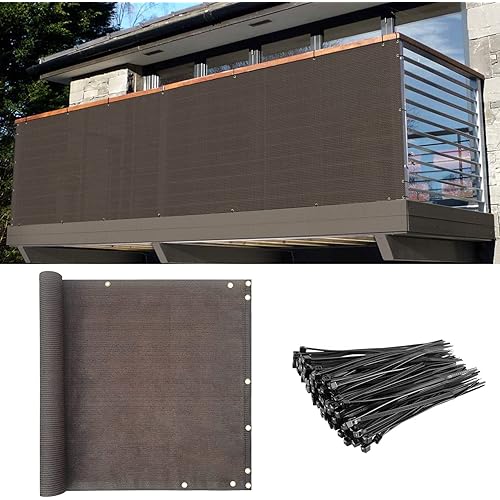 E&K Balcony Privacy Screen for Deck Yard Patio Pool 3'x33' Privacy Fence Screen Porch Yard Backyard Railings Chain Link Fence Dog Fencing Privacy Screen Cover with Zip Ties Brown