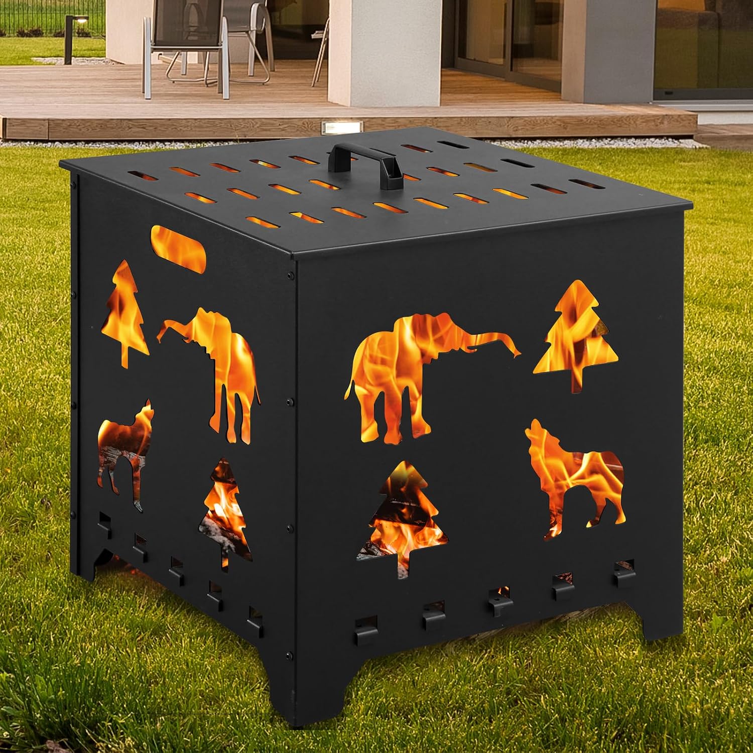 Burn Barrel for Outside, 22 Inch Carbon Steel Burn Cage with Handle - Ideal for Incinerating Garden Waste, Paper, Leaves and Wood Backyard Bonfire