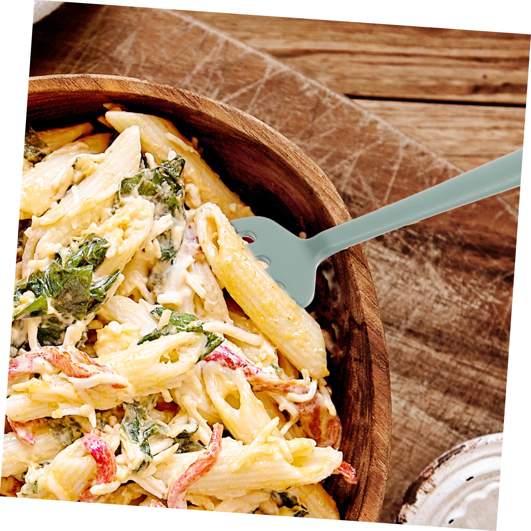 NAMOARLY Spaghetti Fork Washable Large Fork Noodle Server Spaghetti Server Spoon Serving Fork Wear-resistant Food Fork Multi-function Food Fork Large Cooking Fork Dark Green