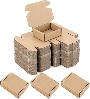 Ellbest 50pcs Kraft Brown Box 1.5mm Thick Cardboard Boxes, 3.6 x 2.6 x 1.2 inches Foldable Kraft Brown Box for Stationery, Pins, Mini Ornaments, Small Shipping Boxes