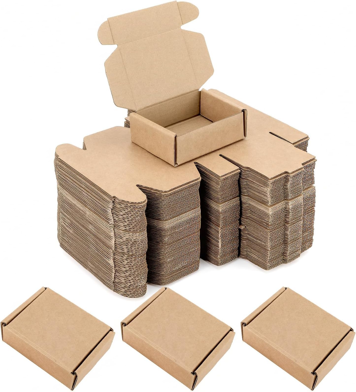 Ellbest 50pcs Kraft Brown Box 1.5mm Thick Cardboard Boxes, 3.6 x 2.6 x 1.2 inches Foldable Kraft Brown Box for Stationery, Pins, Mini Ornaments, Small Shipping Boxes