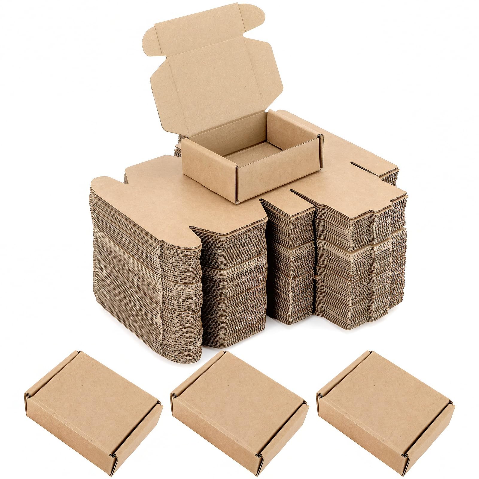Ellbest 50pcs Kraft Brown Box 1.5mm Thick Cardboard Boxes, 3.6 x 2.6 x 1.2 inches Foldable Kraft Brown Box for Stationery, Pins, Mini Ornaments, Small Shipping Boxes