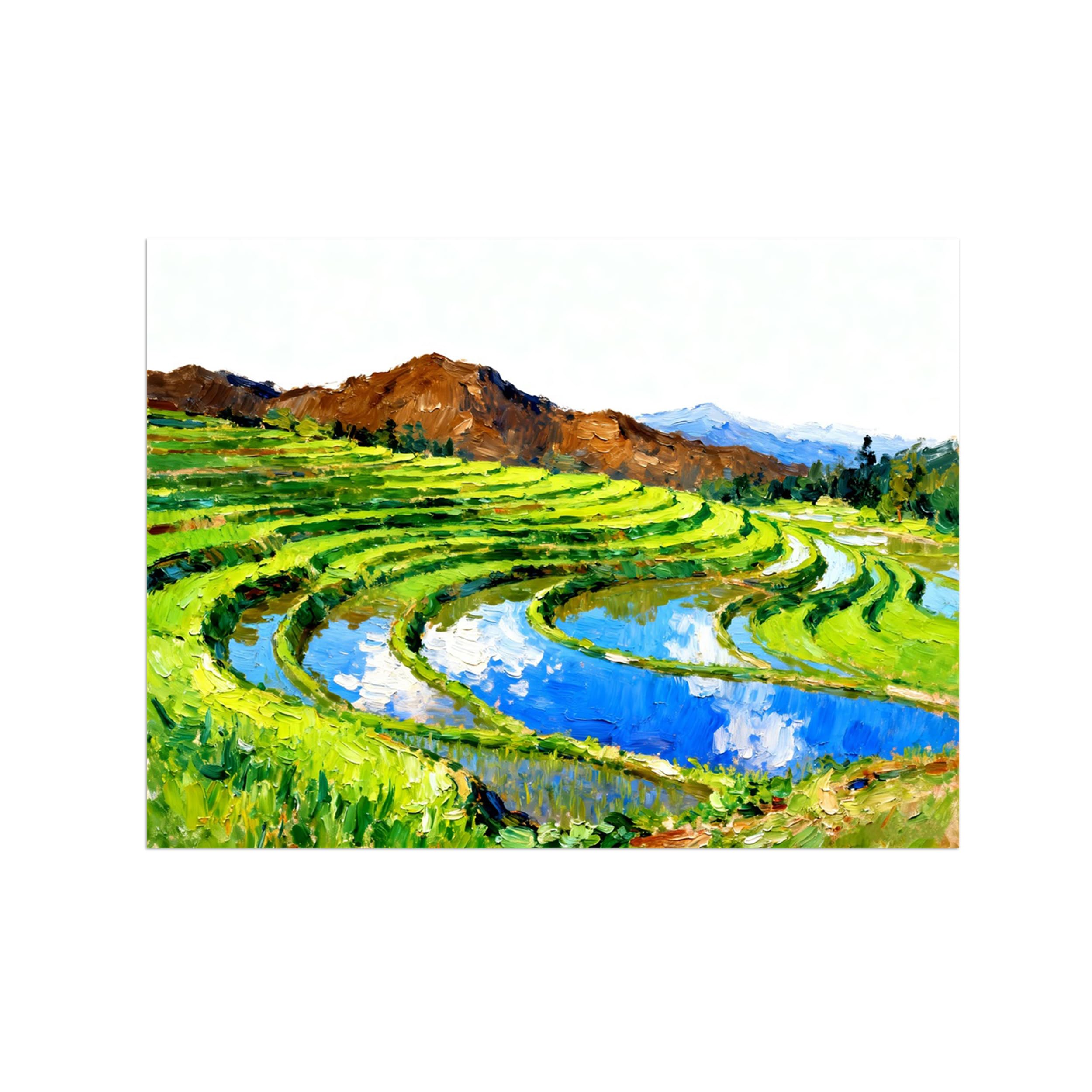 OZPWBVY Field River Landscape Canvas Wall Art Picture 40x50cm Unframed