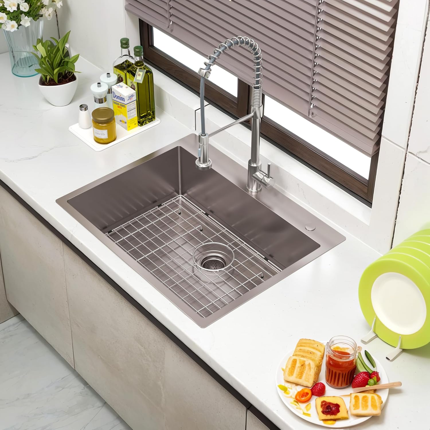 MENSARJOR 28 x 22 inch Topmount Kitchen Sink, 16 Gauge Stainless Steel, Handmade for Kitchen, Bar, or Outdoor Use