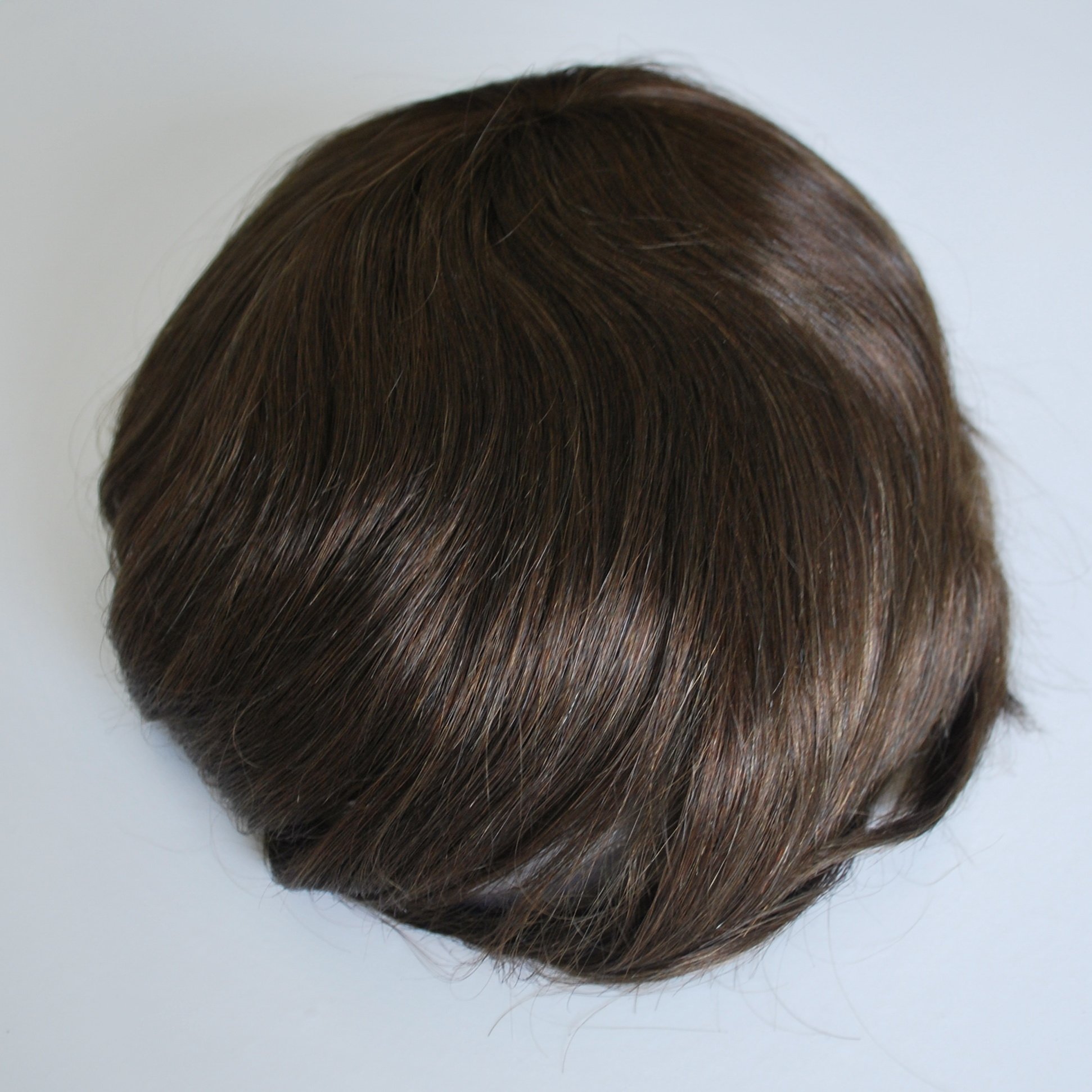 Dark Brown Mens Toupee Lace Front Hairpiece Invisible Hair System 100% Human Hair #3 Color