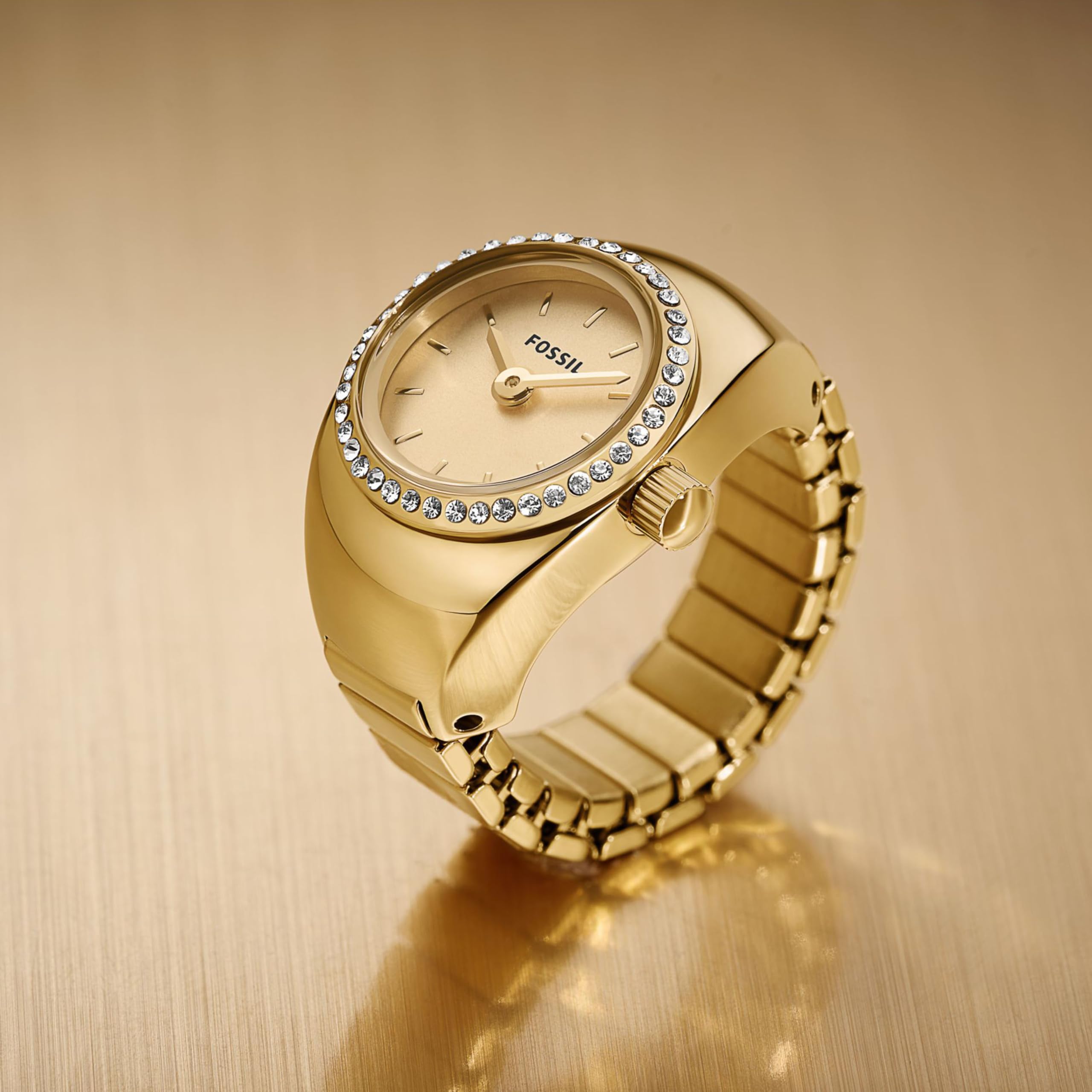 Fossil damski zegarek Ring, kwarcowy mechanizm dwukierunkowy z paskiem ze stali szlachetnej