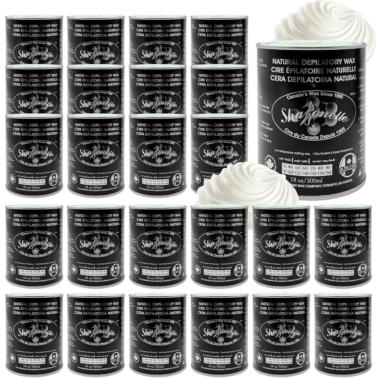 24PC Natural Soft Wax All Purpose Canned Wax for Sensitive Skin Canada-Made Melting Wax by Sharonelle