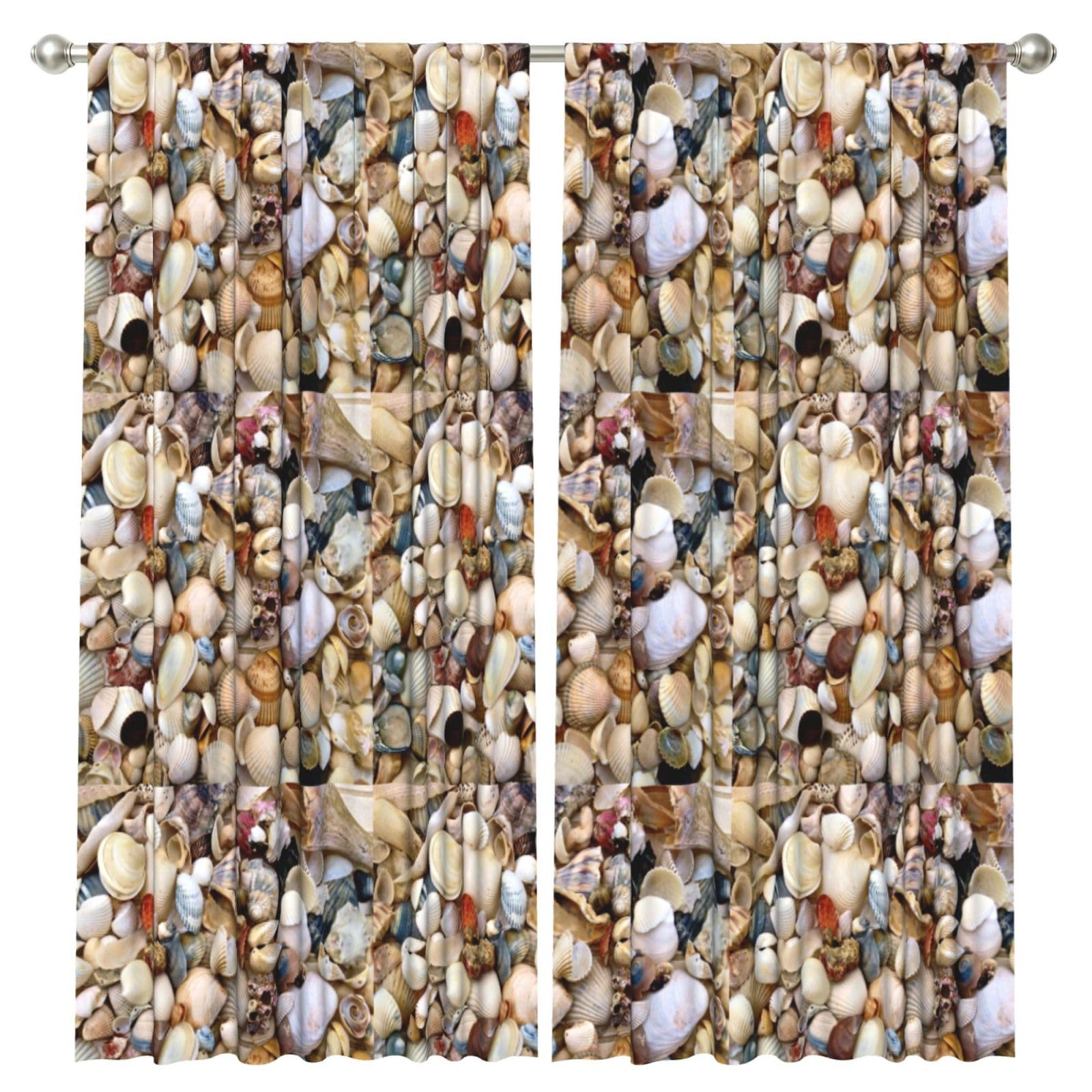 InOmak Various Shells, 2 Panels Window Curtains 52 x 84 Inch Blackout Curtains for Living Room Bedroom