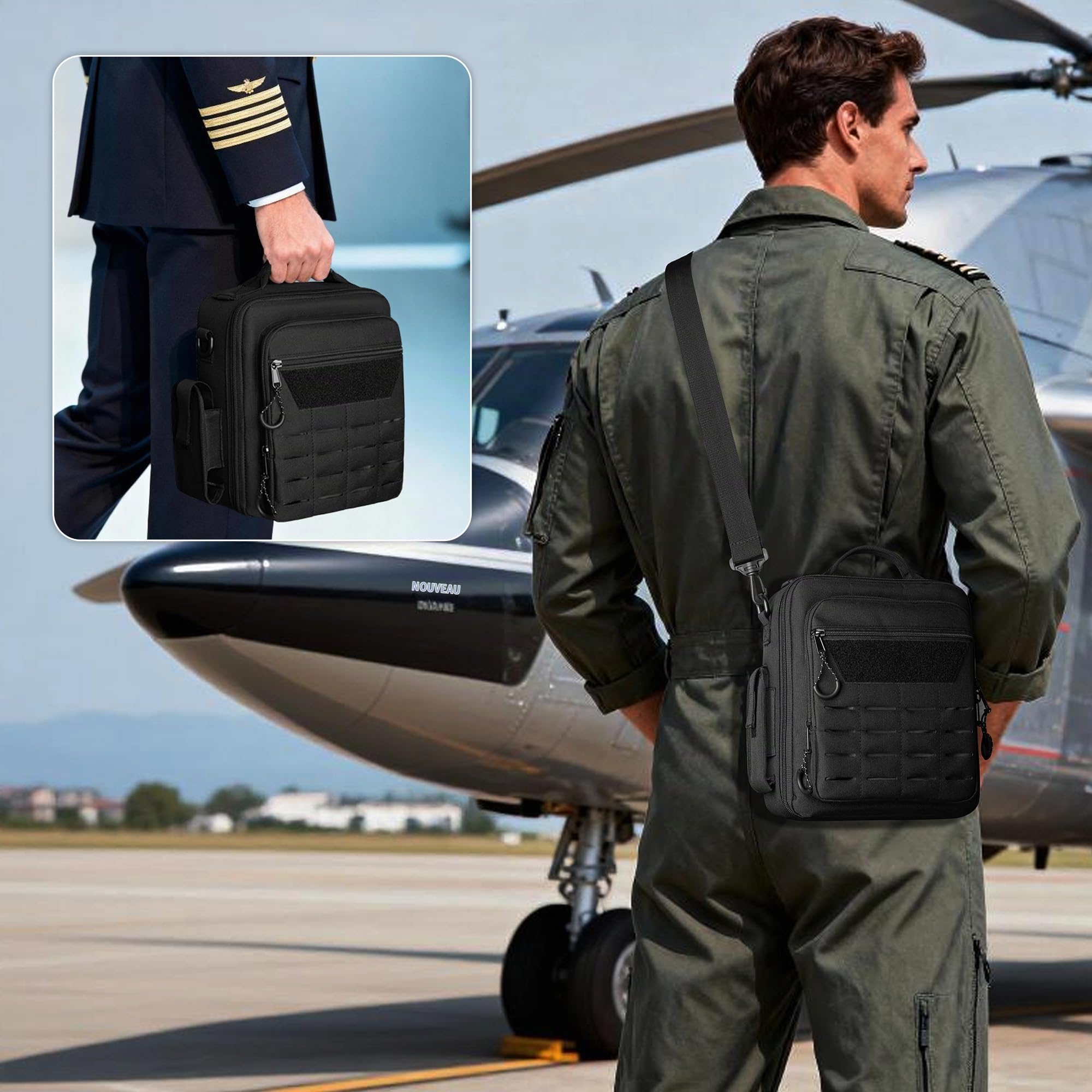 Damero Sac pour Casque de Pilote | Sac de vol avec Poignée Supérieure et Bandoulière Amovible, Sac de Rangement Pratique pour Casque d'Aviation
