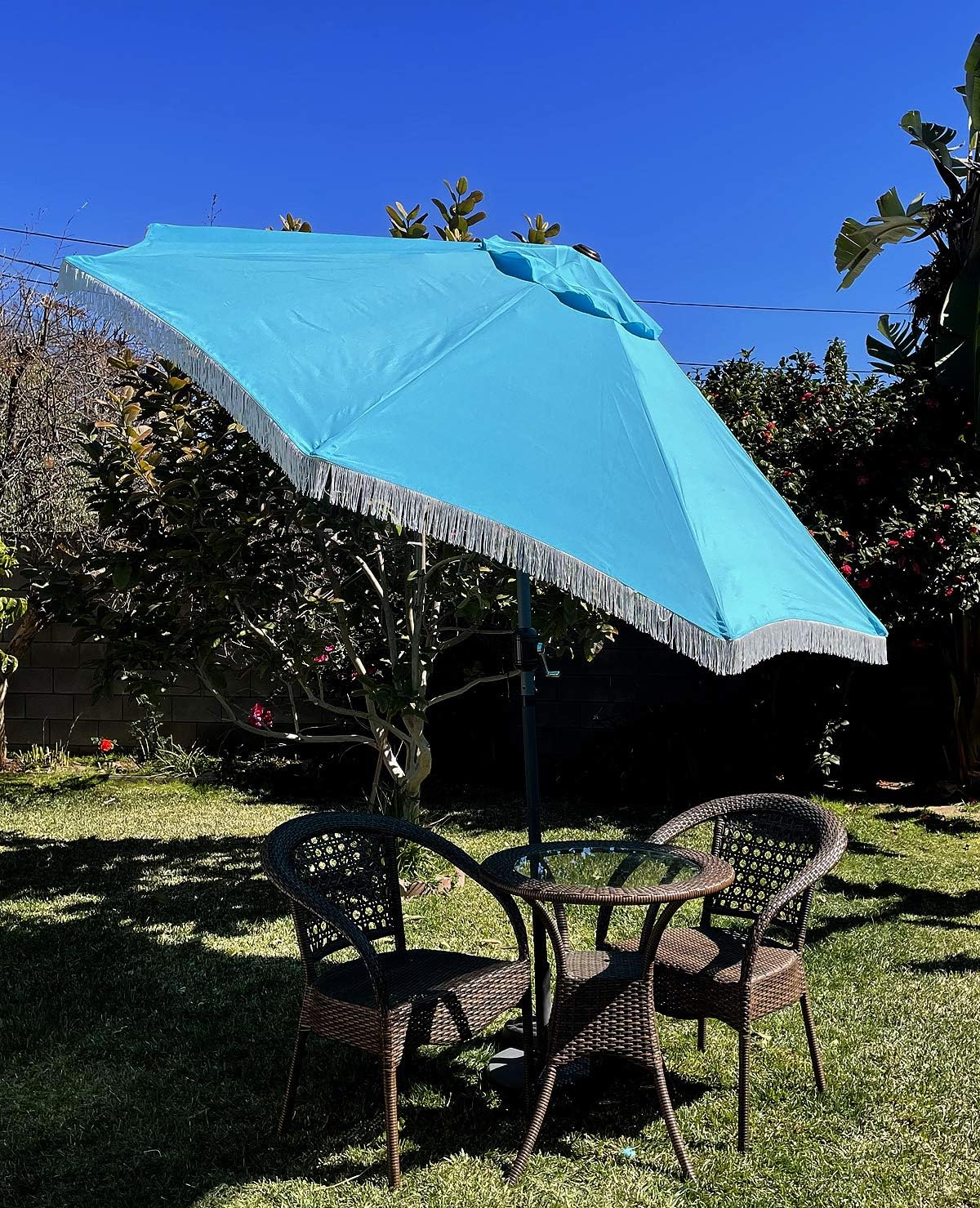 BELLRINO DECOR Replacement Tassel Edge PEACOCK Umbrella Canopy for 9ft 8 Ribs (Canopy Only) C003-8P-PEACOCK