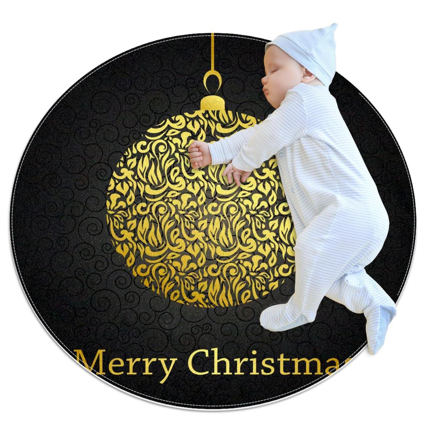 Tapis de salle de bain antidérapant idéal pour chambre enfant et salon motif boule de Noël