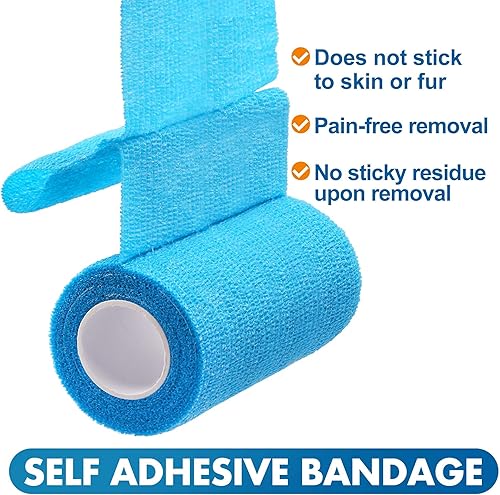Vista 5 de LotFancy Envoltura veterinaria, 4 pulgadas x 5 yardas, paquete de 10 vendajes autoadhesivos, vendaje cohesivo no tejido, cinta de primeros auxilios