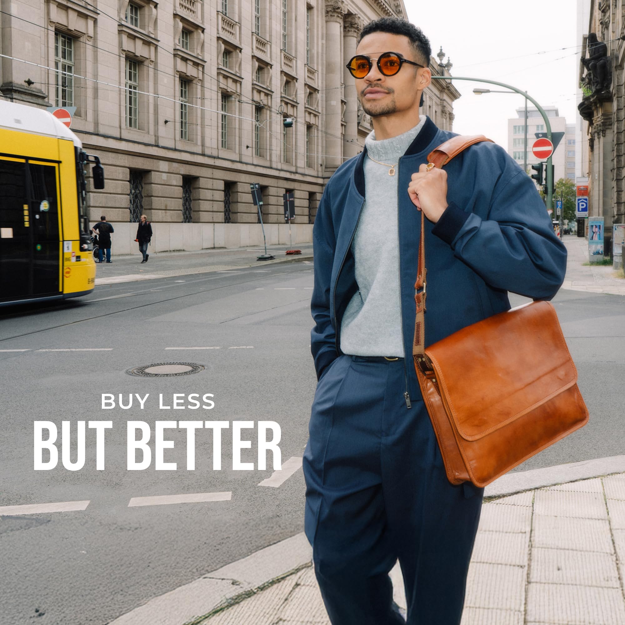 Berliner Bags Vintage Umhängetasche Ghent aus Leder, Messenger Bag mit Laptopfach für Damen Herren - Braun