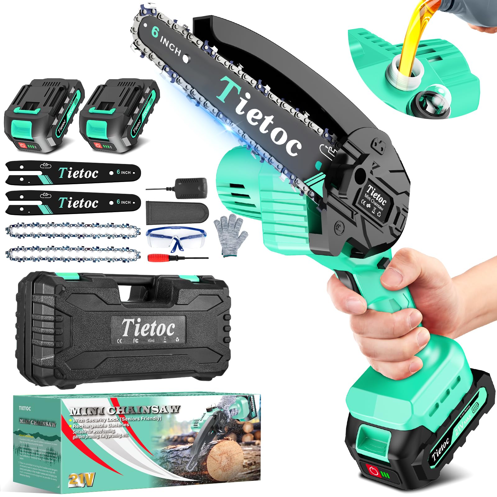 Amazon.com : Tietoc Mini Chainsaw 6-Inch with 2 Batteries