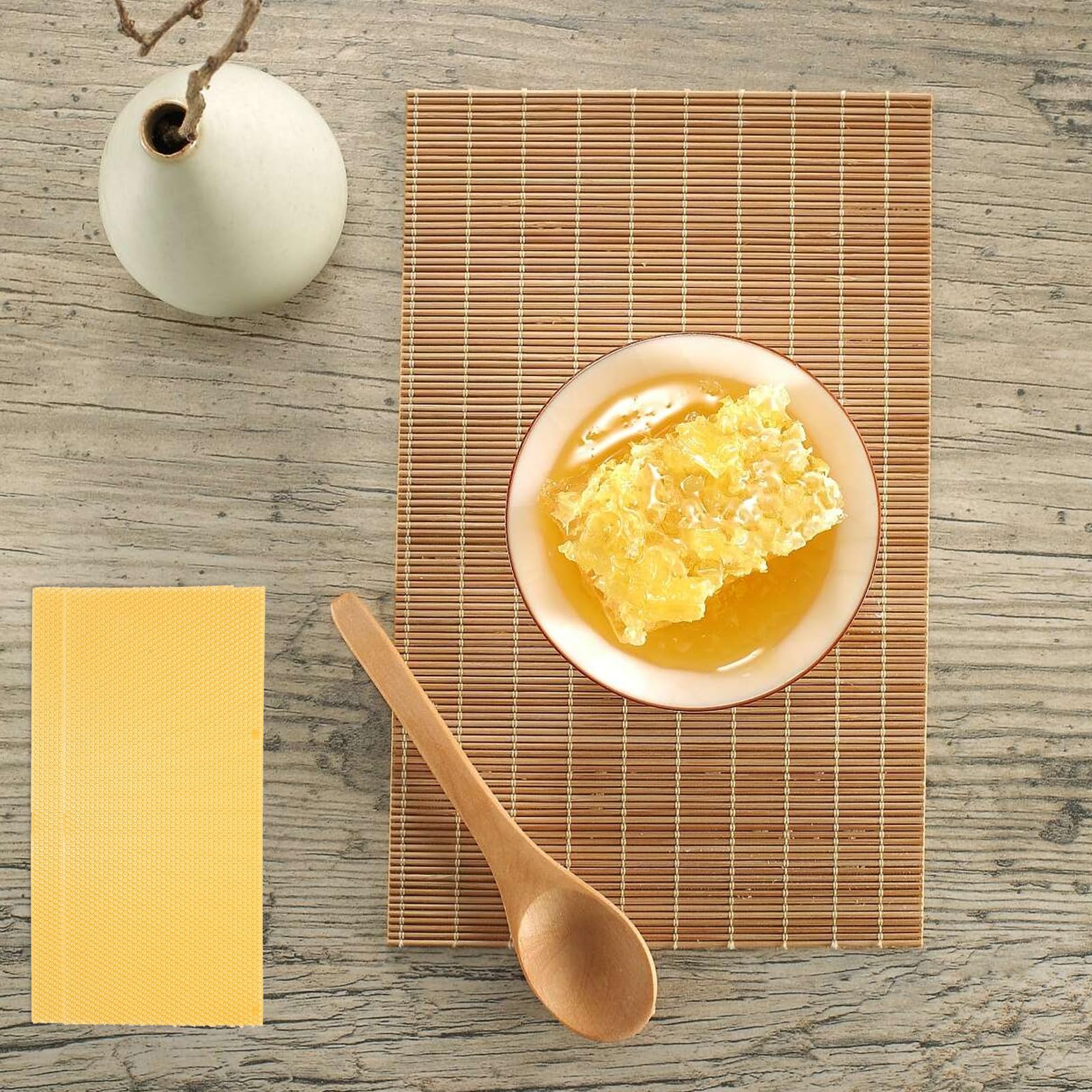 VALICLUD 30 Pezzi Foglio Cera D'api Beehive Wax Foundation Sheet in Cera D'api, Giallo, e Costruzione del Favo, per Apicoltori