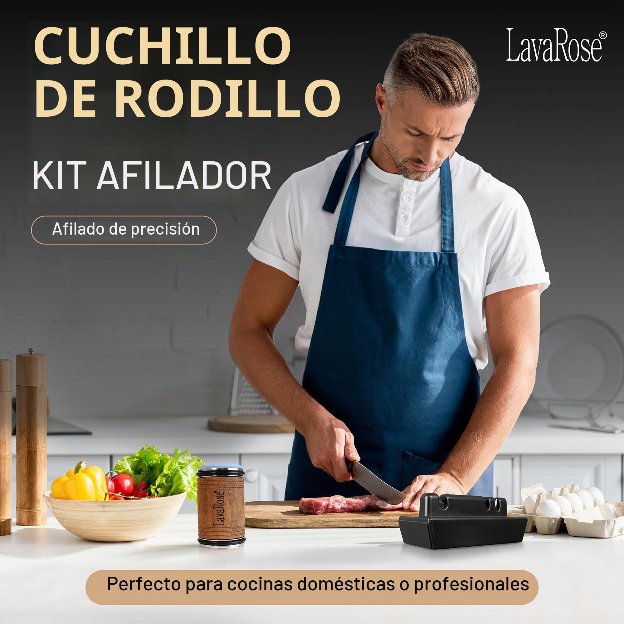 Kit de afilador de cuchillos con ruedas, acero de diamante, ángulo magnético de borde fácil con discos de afilar rodantes, afilador profesional 5 en 1 para todos los cuchillos, incluye ángulo