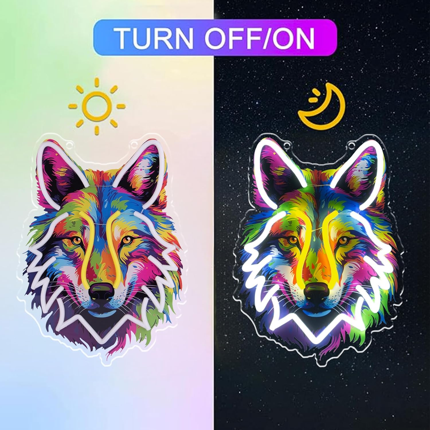 Wolf Neon Sign, Neon Lights with Ten Brightness Settings for Man Cave Game Room Decor Bedroom Pub Club Wall Art Decor Gifts(Wolf)