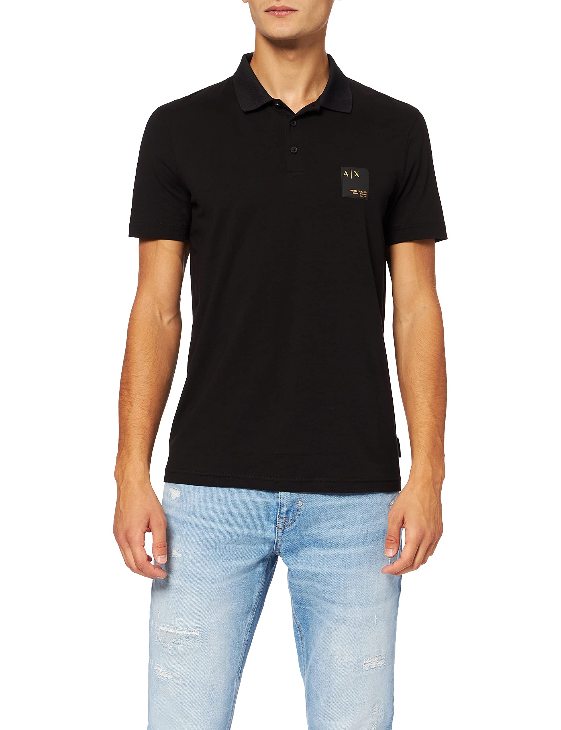 Armani Exchange double knit Polo Shirt, Black, M