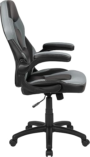Miniatura 27 de Flash Furniture X10 - Silla giratoria de policarbonato ergonómica y ajustable con apoyabrazos abatibles; para videojuegos, juegos de carreras,