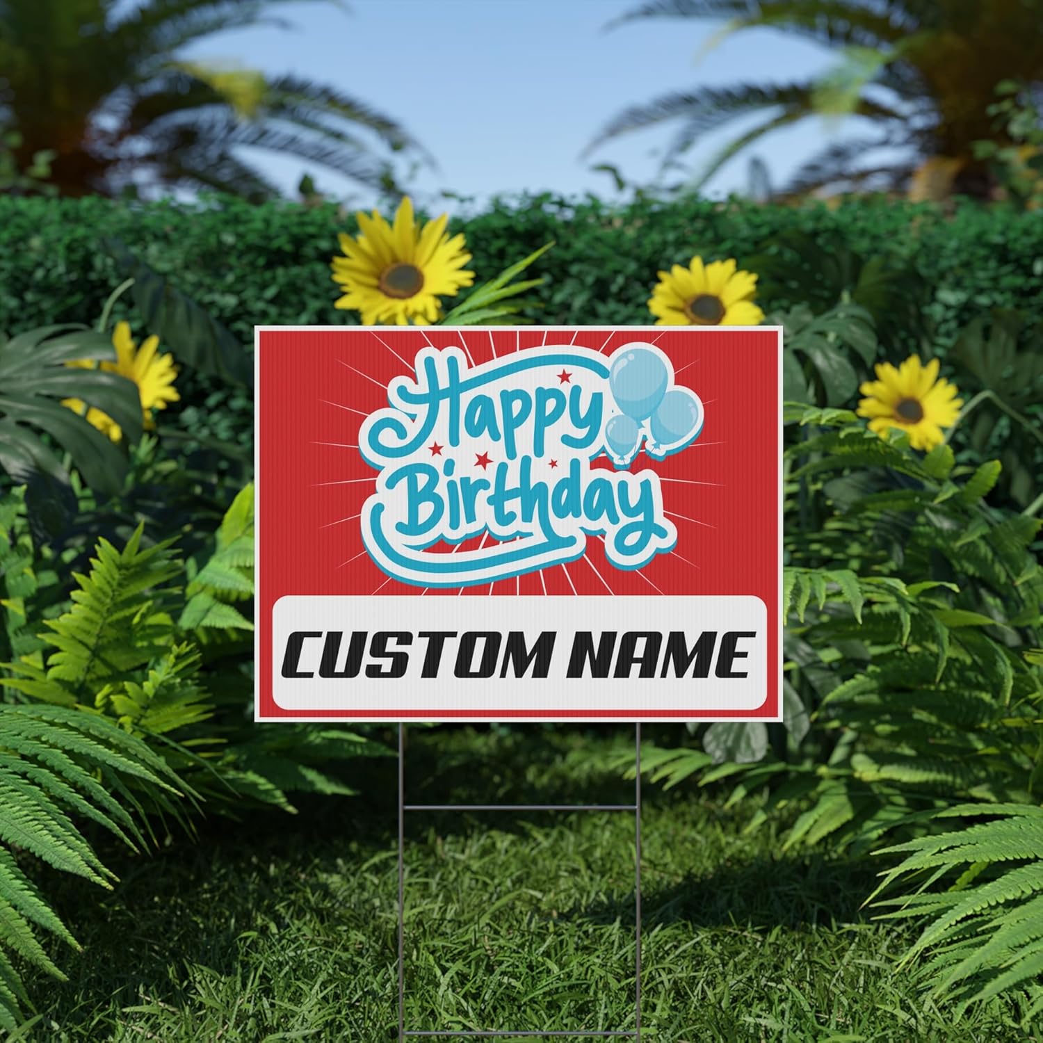 Custom Happy Birthday Yard Sign, Personalize it with Your Custom Name, Full Color on 18 x 24 Corplast, H Stake Included