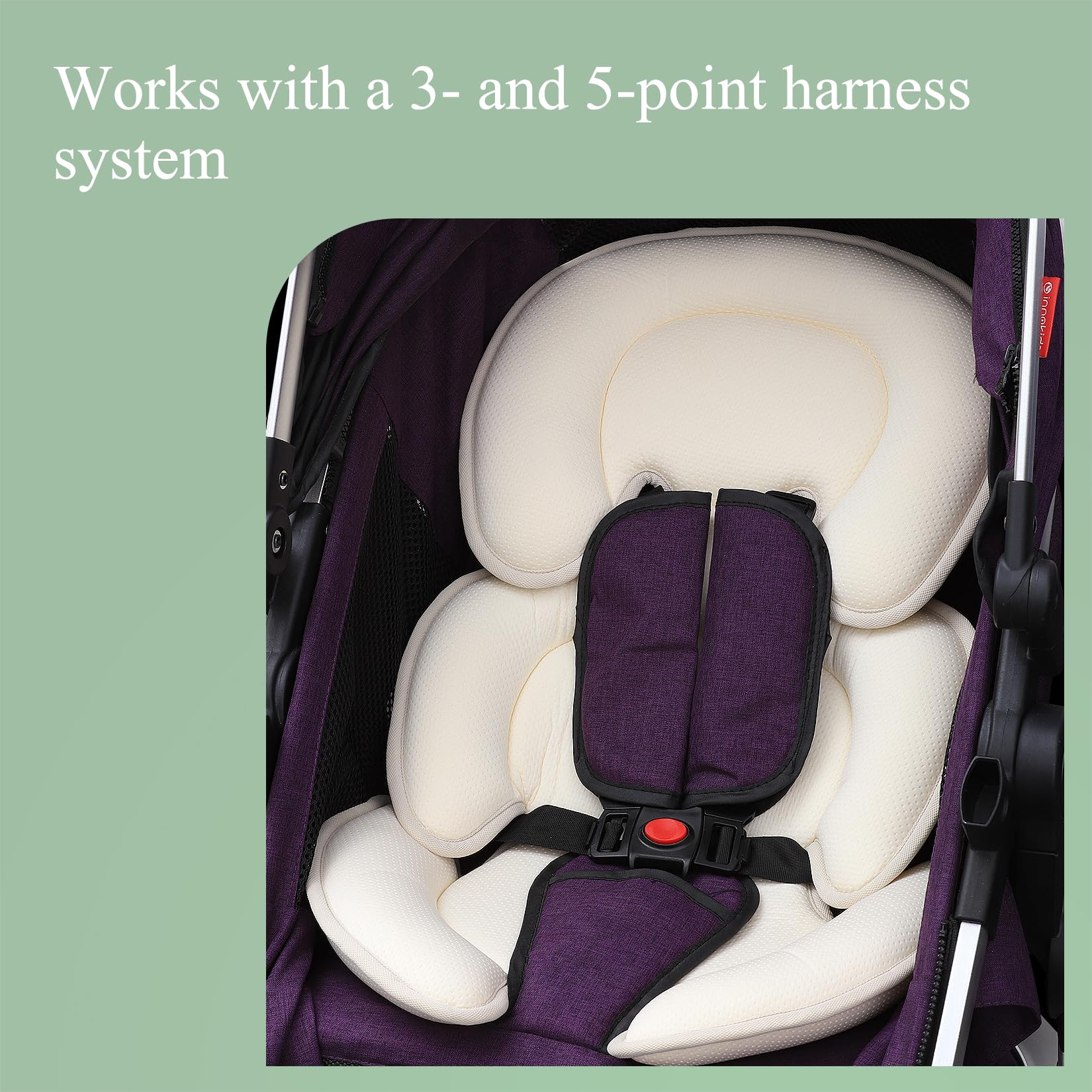 Innokids Relleno para Asiento de Coche Infantil, Almohada de Apoyo para la Cabeza y el Cuerpo para recién Nacidos, Apto para sillas de Coche y cochecitos (Blanco Crema)