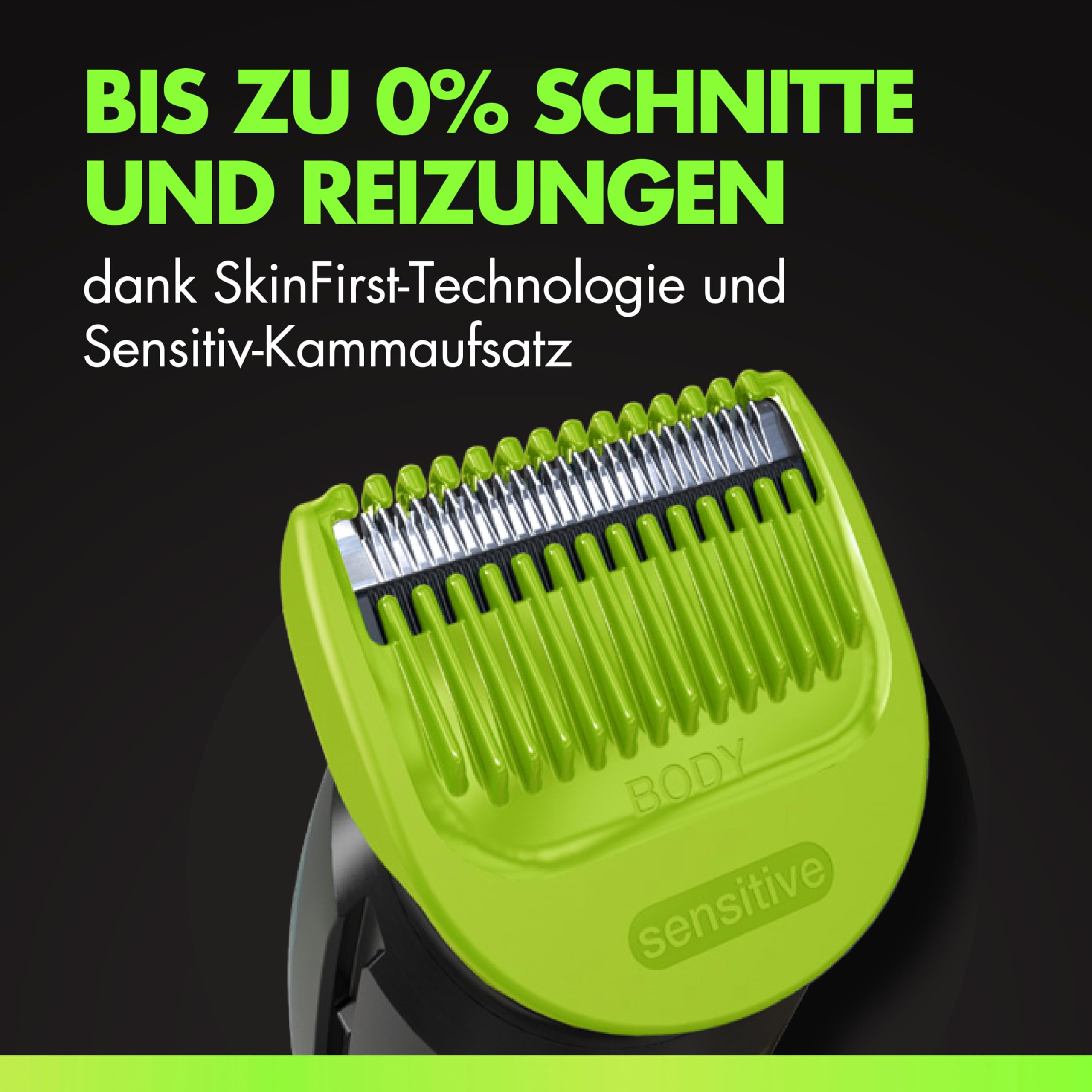 Gillette Labs i7 Body + Intimate Trimmer Herren, Schwarz/Grün, Intimrasierer Mann für Körper Und Intimbereich mit SkinFirst-Technologie, Wasserdichte, Inkl. LED-Licht, Duschhalterung und Ladeständer