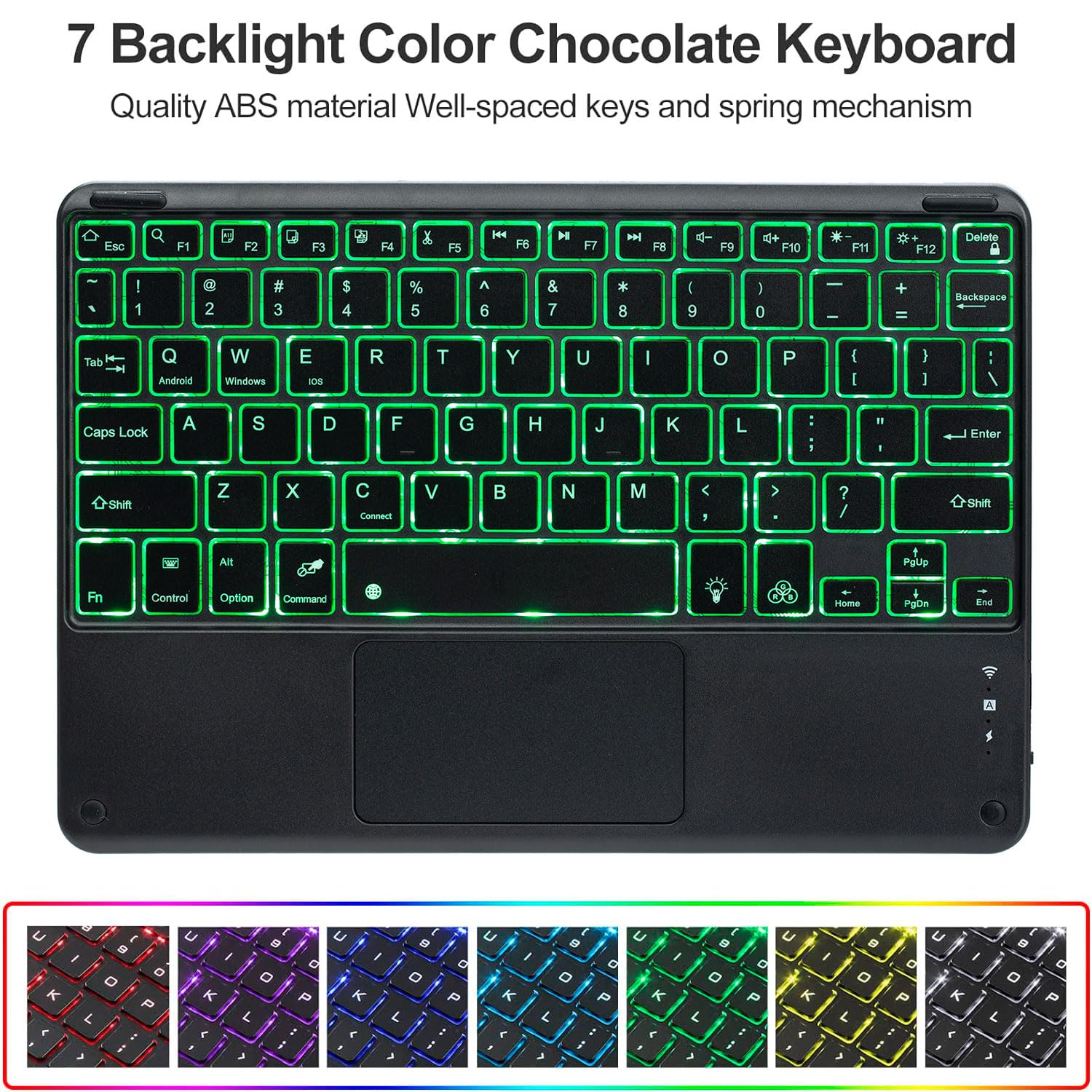 Keyboard Case for iPad (A16) 11 generacji 11 cali 2025/iPad 10 generacji 10,9 cala, Odłączana Klawiatura Smart Touchpad Z Podświetleniem W 7 Kolorach, Uchwytem Na Pióro I Myszką,Blue