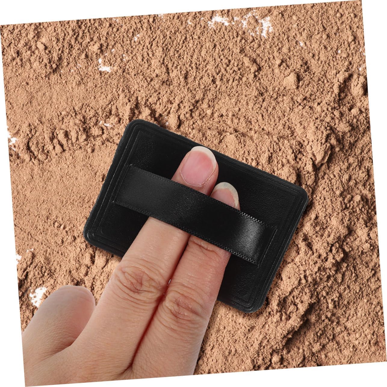 Beavorty 超薄型PUレザーソフトクリスタルベルベットルースパウダーアプリケーター フェイスメイク用 プレスおよびルースパウダ