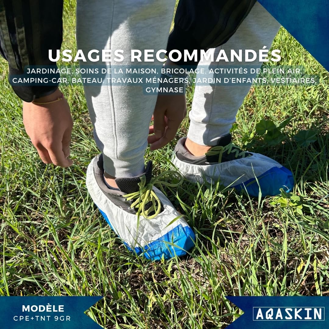 Couvre-chaussures jetables imperméables antidérapants à haute résistance, chaussures jetables en CPE + TNT EXTRA RÉSISTANT, Quantité 100-1000 pièces. (Quantité 100 pièces)