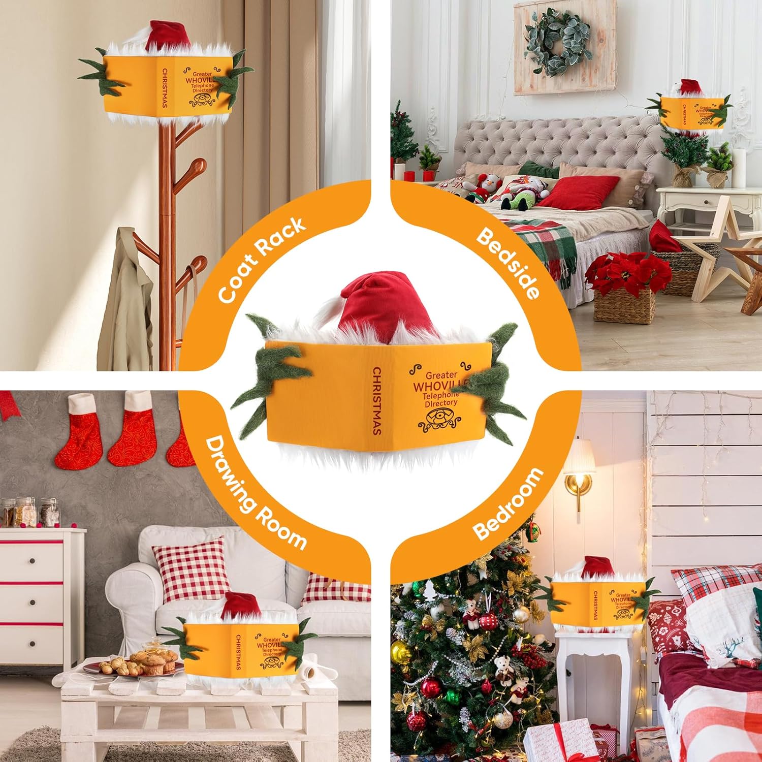 Christmas Tree Topper, Green Elf Hiding Behind Book Christmas Decorations, Finger Poseable Handmade Tree Toppers Decor for Holiday Christmas Tree Party Supplies (Christmas Tree Topper)