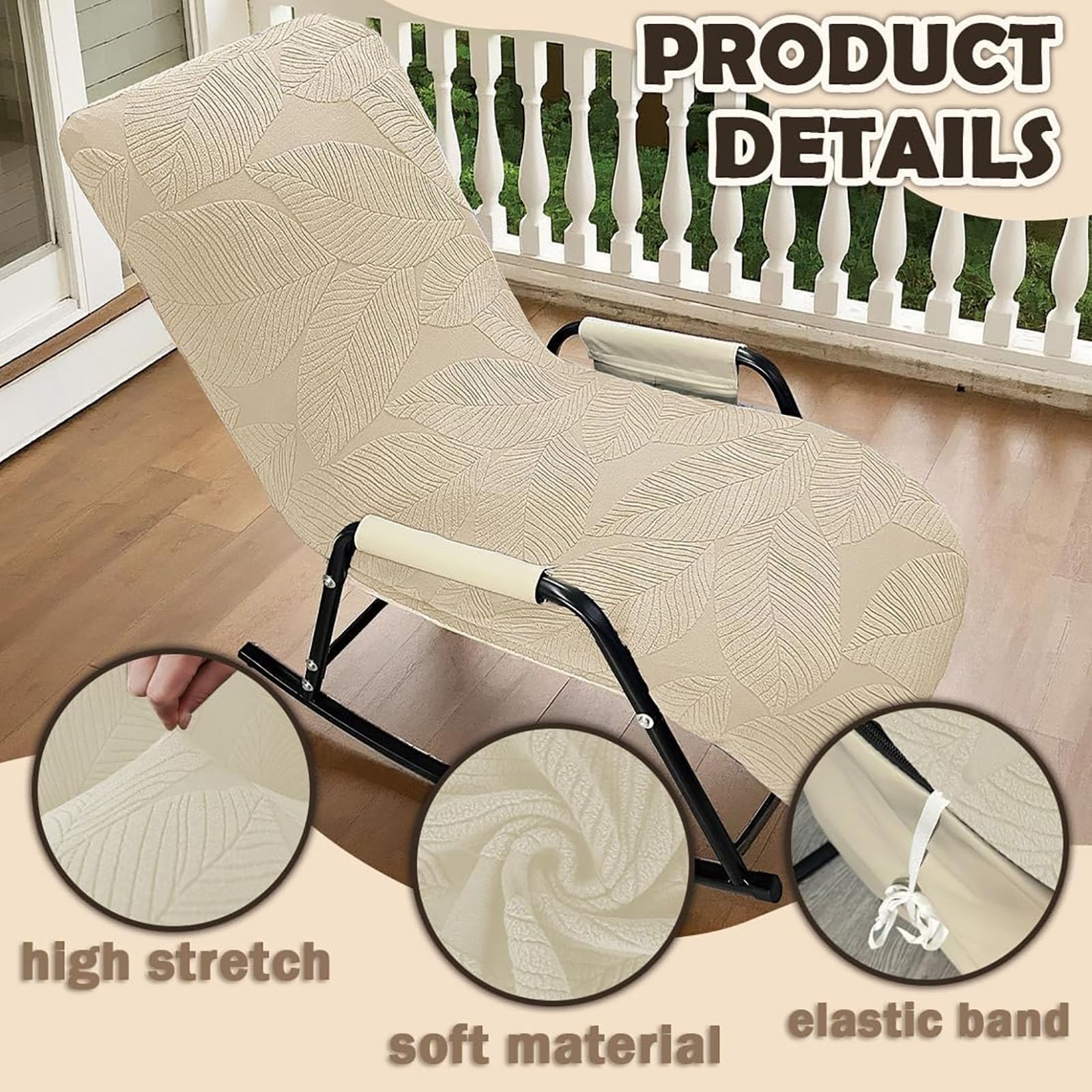 Funda para Mecedora de Exterior con Respaldo Alto Funda Sólida para Cojín de Tumbona para Muebles de Exterior Patio y Silla Funda Cubre Sillón