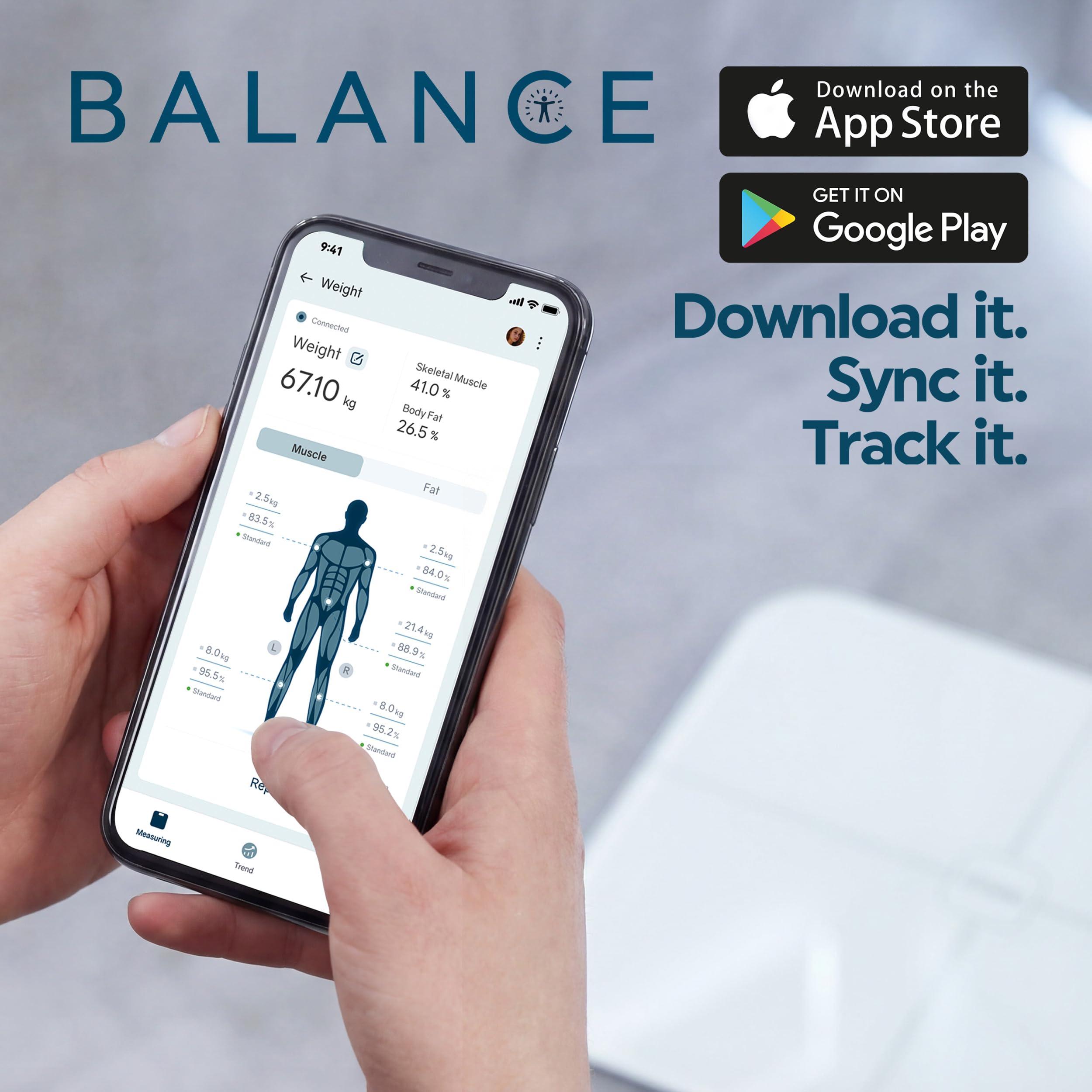 Salter Body Insight Smart Scale - Peso, Massa Grassa, Massa Muscolare, Massa Ossea, BMI, 8 Sensori ad Alta Precisione, Analisi dell'Impedenza Corporea Mano-Piede, Salter Balance App, LED, 180kg Bianco
