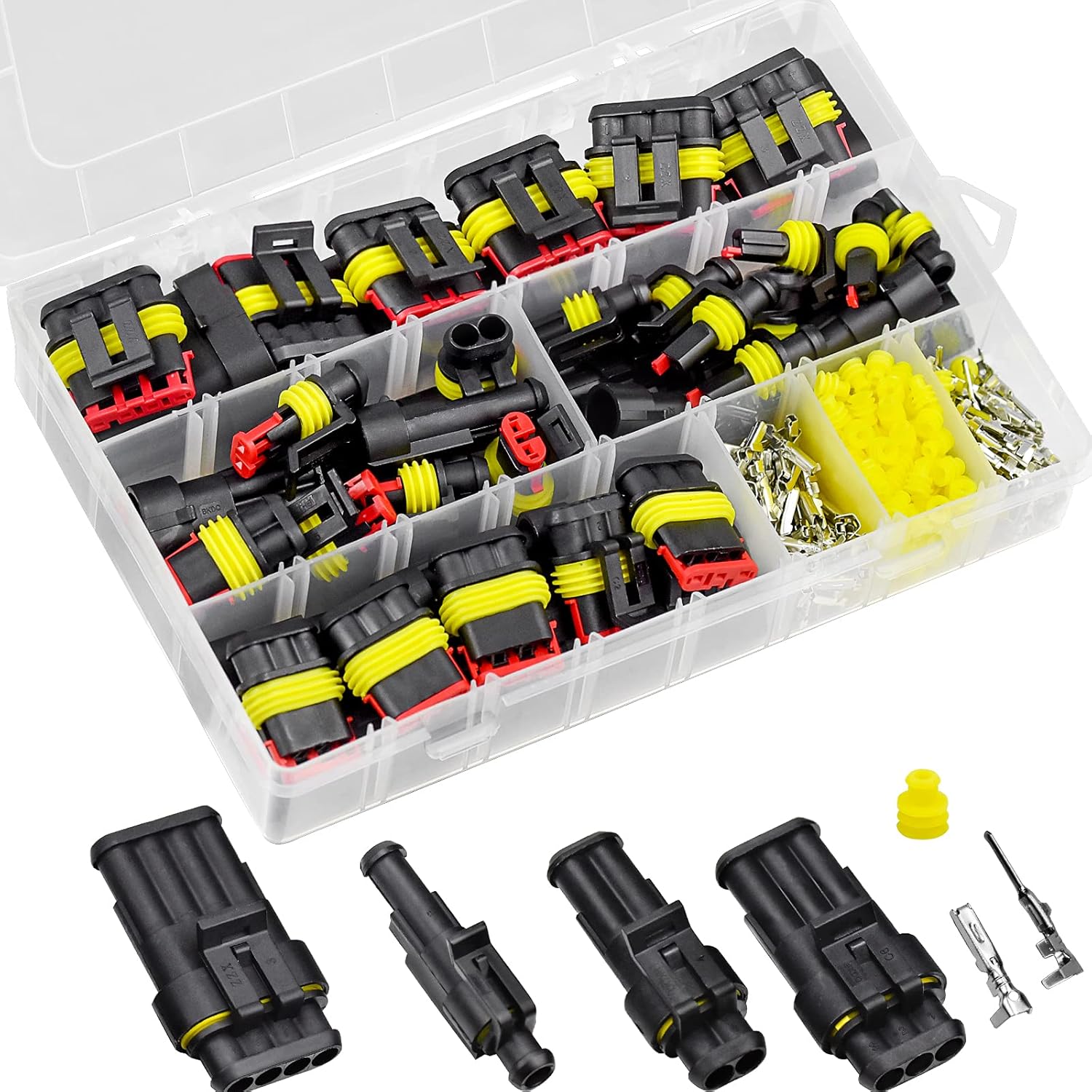 352 PCS Waterproof Electrical Connector Kit, 1 2 3 4 Pin Waterproof Car Wire Connector, Automotive Electrical Plugs and spark plug Connectors for Motorcycle Scooter Car Truck Boats 352 PCS Waterproof Electrical Connector Kit, 1 2 3 4 Pin Waterproof Car Wire Connector, Automotive Electrical Plugs and spark plug Connectors for Motorcycle Scooter Car Truck Boats
