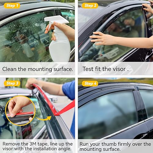 Miniatura 5 de CMVT Auto Viseras de ventana para Toyota Camry 2007-2011, protectores de lluvia, deflector de sombra de ventilación, color humo oscuro 07 2008 2009