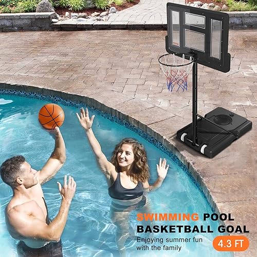 Miniatura 6 de Aro de baloncesto para deportes al aire libre, interior, portátil, de PVC, para jóvenes, jóvenes, adultos, ajustable, de 4.9 a 10 pies, para piscina
