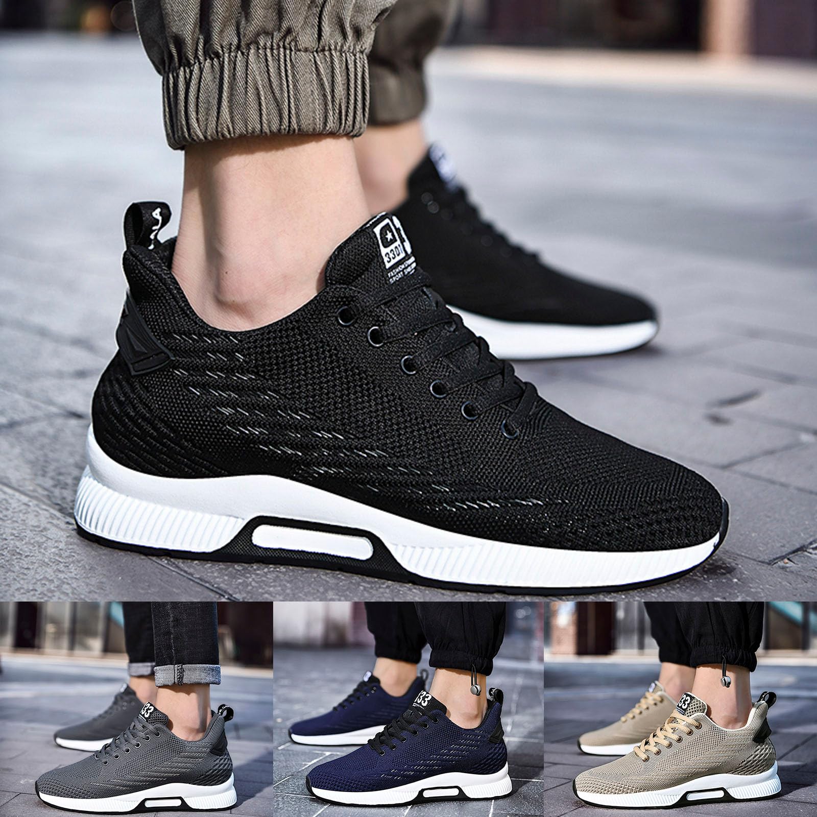 Scarpe da ginnastica da uomo, scarpe sportive in rete, comode scarpe per il tempo libero, grandi dimensioni, fitness, palestra, sport, trail running, scarpe da jogging, scarpe da corsa, grigio., 42