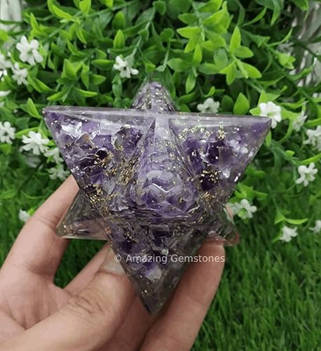 Miniatura 5 de Estrella Merkaba de cristal grande de amatista para meditación curativa de Reiki y rejilla de cristal