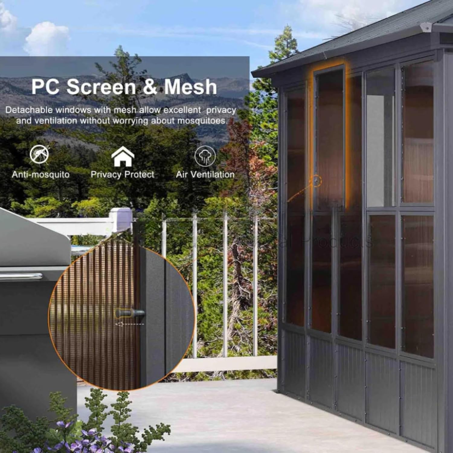 Outdoor Hardtop Gazebo with Netting and Curtains, 15x15ft All-Season Aluminum Patio Gazebo with Galvanized Steel Double Roof, Waterproof & UV-Resistant Pergola for Garden, Deck, Poolside & Backyard